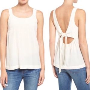Madewell Lookout Cream Silk Tie Back Blouse